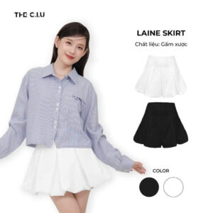 Chân váy ngắn xòe cạp cao xếp ly bản to, chân váy mini dáng chữ A chất gấm xước form chuẩn tôn dáng - Laine Skirt